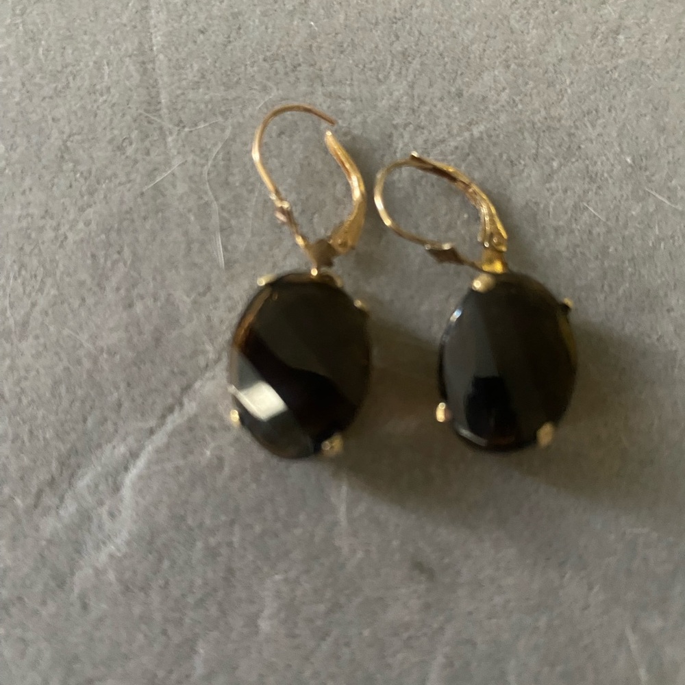 Cognac Amber and Gold Drop Earrings